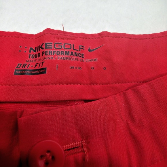 Nike Golf Tour Performance Pants 35x30 Neon Red Flap Pockets Stretch LIMITED USE - Picture 5 of 10